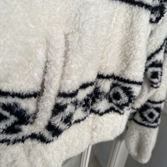 Shearling Hooded Aztec Print Pullover Kangaroo Pocket Women's M Arizona Jean Co - Picture 6 of 12